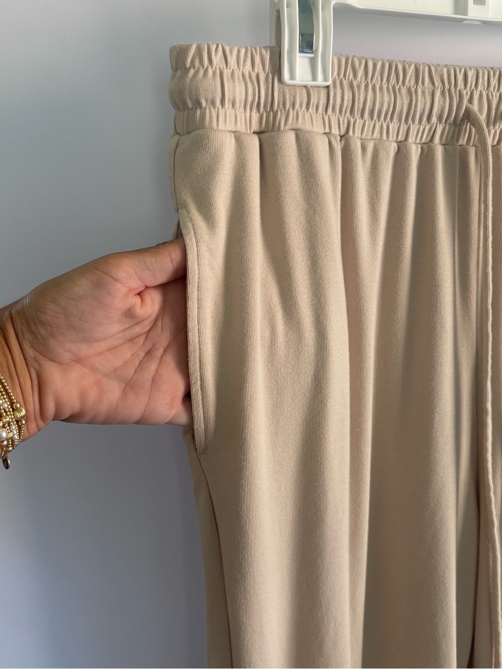 Everyday Wide Leg V Neck Set in Light Beige - Picture 2 of 8